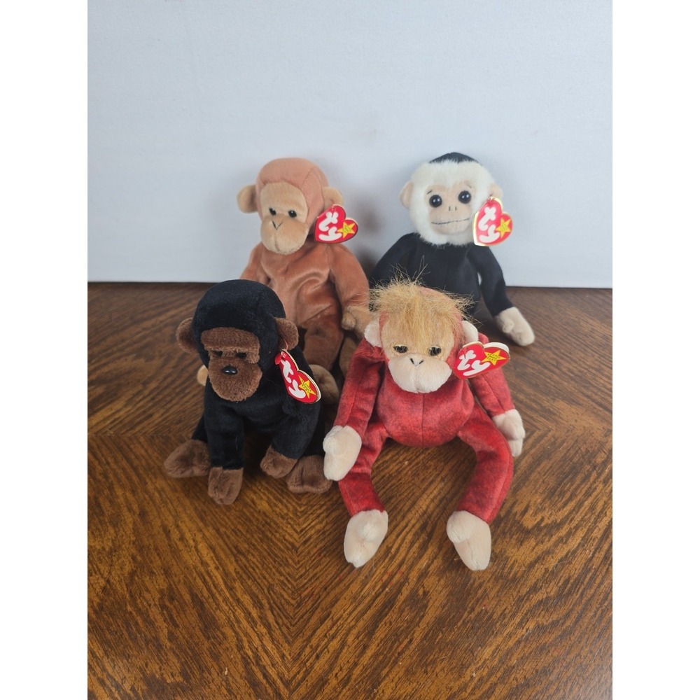 Ty Beanie Baby Monkeys Mooch Schweetheart Orangutan Spider Gorilla Congo Bongo